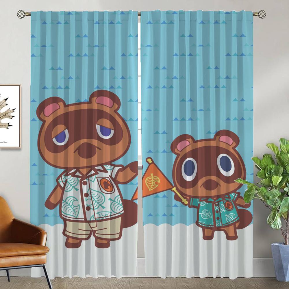 Animal Crossing Gardiner för Vardagsrum Gardin Tyll för Sovrum Heminredning Gardiner 2 Stycken Rullgardiner Avskärmning Kök