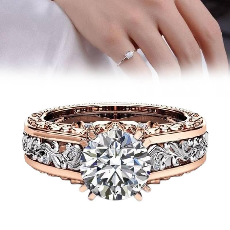 Stunning 14k Rose Gold Plated Colorful Floral Ring With Champagne Gemstone For Women