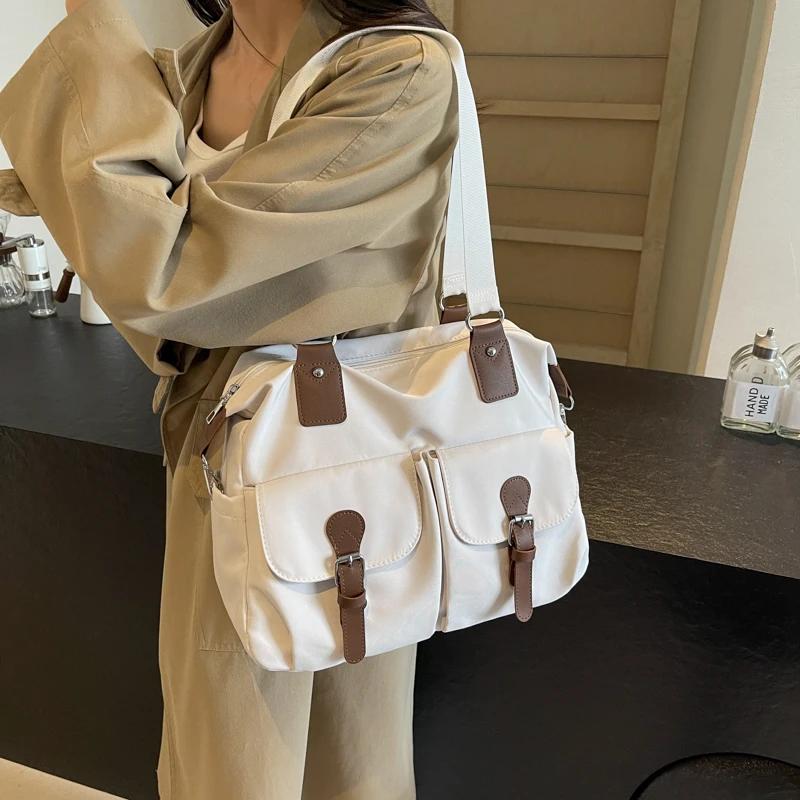 Decorative Nylon Shoulder Bag for Women Casual Monochromatic Large Capacity Fashion Bag Quality
