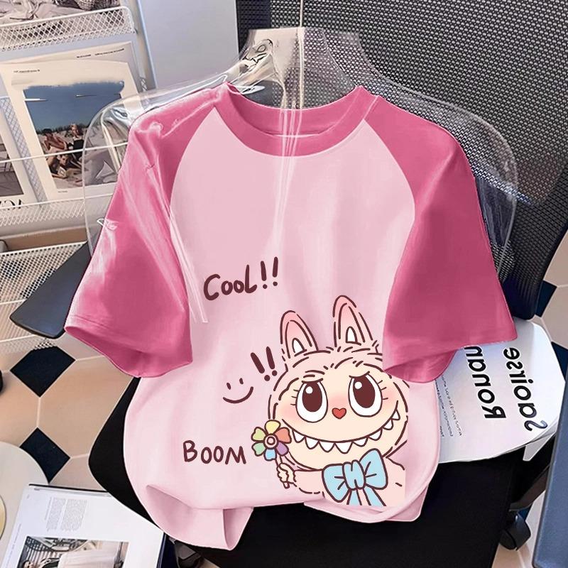 Kreslené Monstrum Elf Grafika Labubu Dětské Tištěné Tričko Léto Dámské Ležérní Venkovní Dívčí Trička s Krátkým Rukávem Top Oblečení