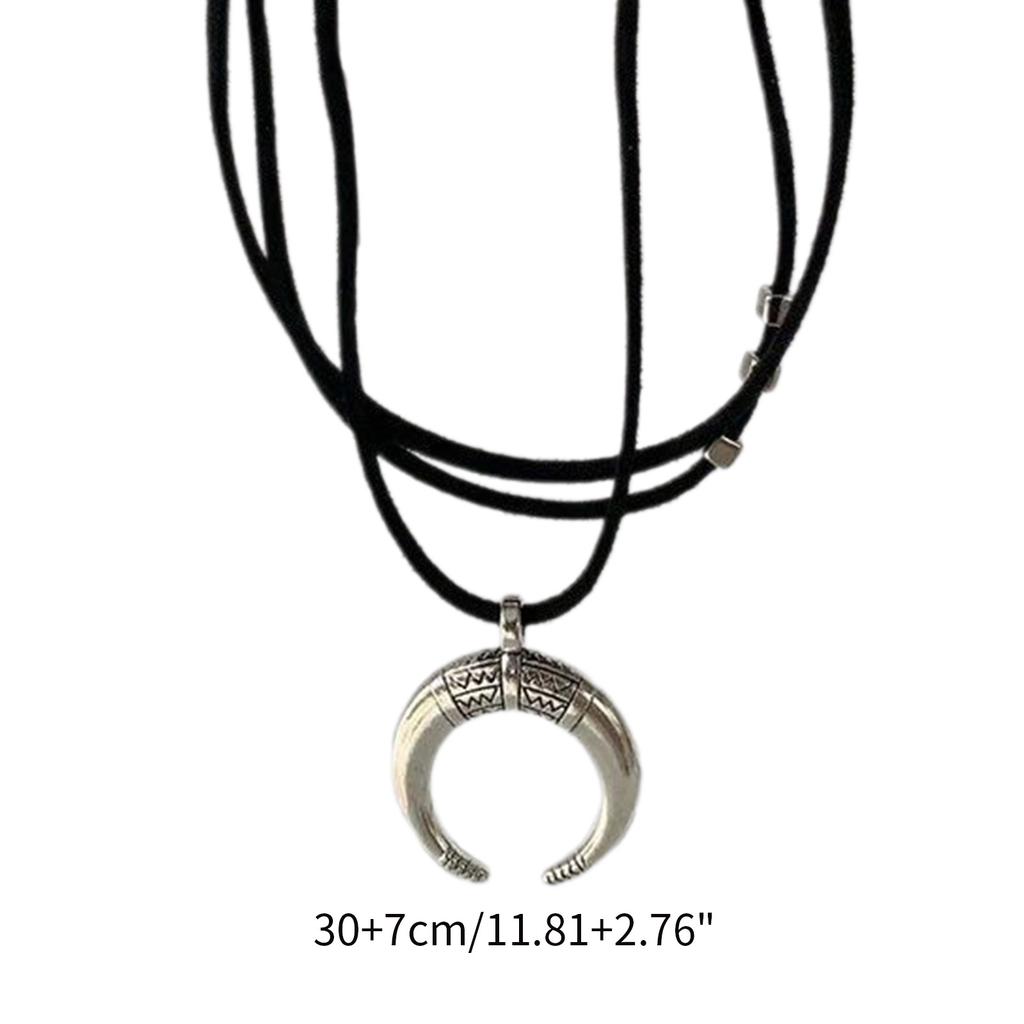Fashion Moon Horn Pendant Necklace Choker Jewelry Multilayer Chain Necklace
