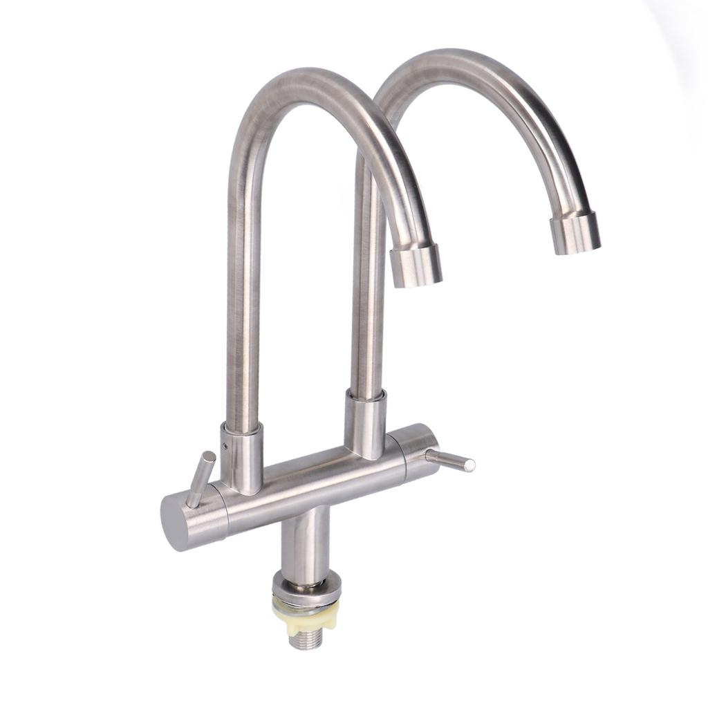 Robinet chiuvetă G1/2 rotativ universal din oțel inoxidabil 304 cu cap dublu, robinet de apă rece simplă