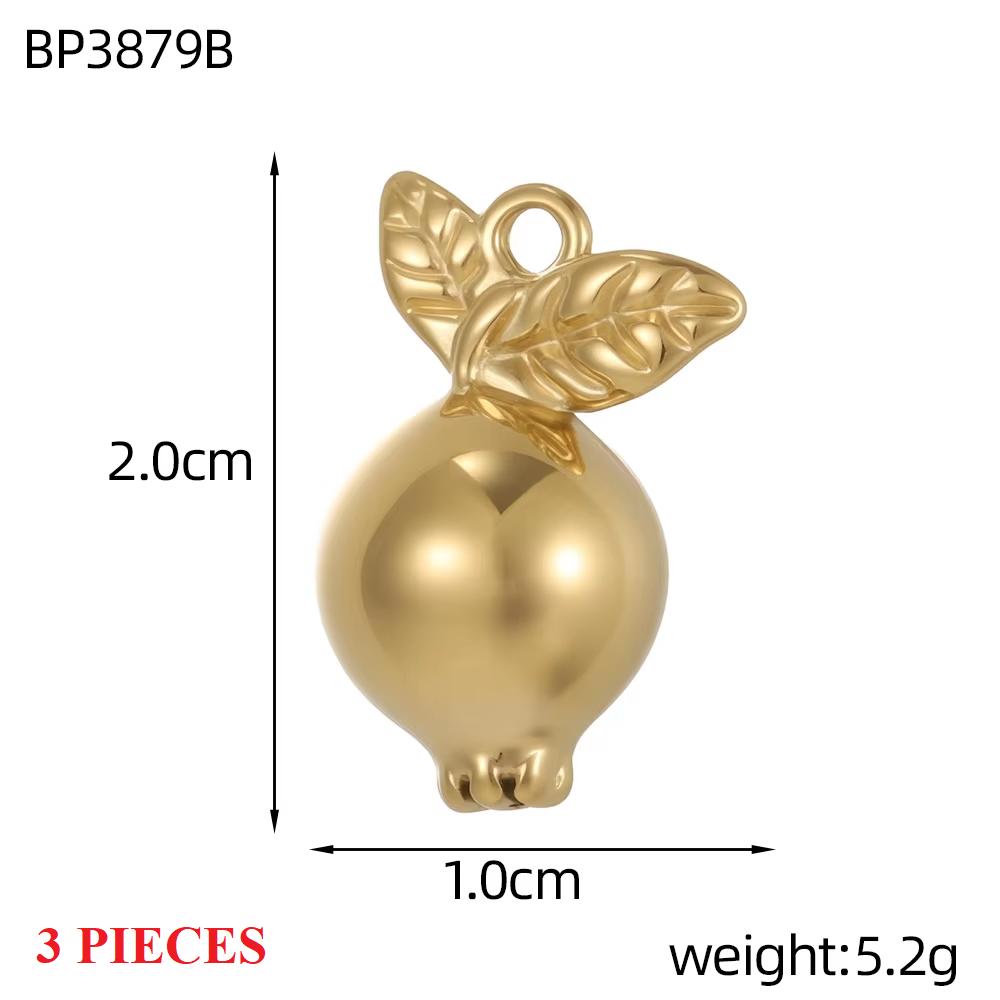3PCS/LOT CARLIDANA Gold Plated Stainless Steel Charms, Cute 3D Mushroom Candy Fruit Pendants for DIY Bracelet Earring Jewelry