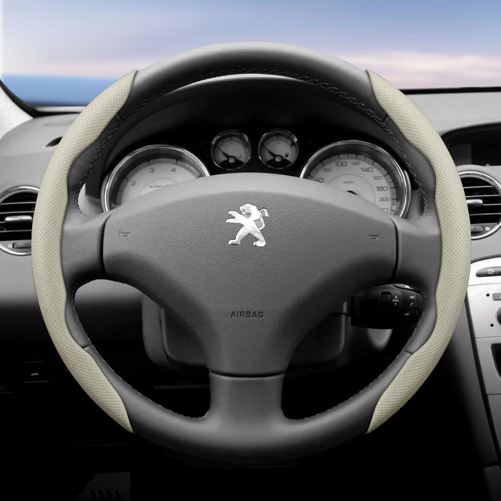 DHLWY1 Geeignet für Peugeot Atmungsaktive Löcher Lederlenkradabdeckung Segmentiertes Schnellverschluss-Design Rutschfest Langlebig 206 208 3008 308 207 307