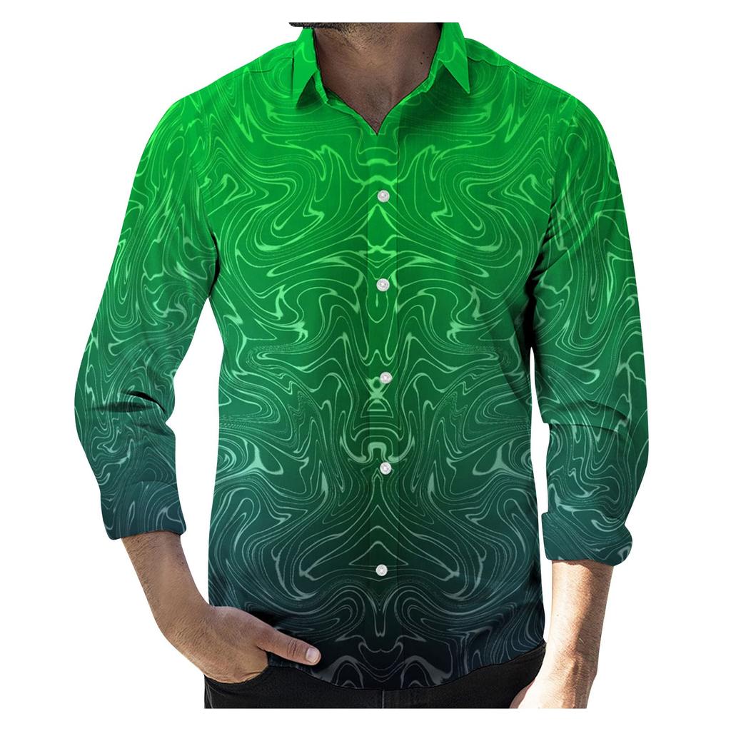 Men's Printed Long Sleeve Shirts Casual Loose Printed Long Sleeve Shirts