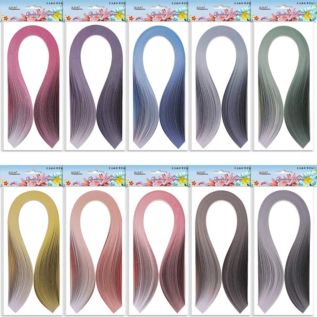 JUYA Quilling 1000 sheets of continuous gradient color paper in 10 390mm long and 10mm Kit varieties, wide.
