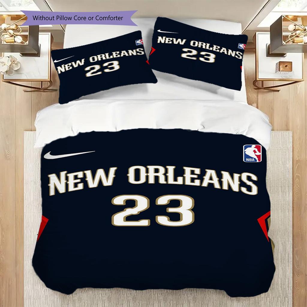 New Orleans Basketball Spirit Three-piece set(1 * duvet cover + 2 * pillowcase, without core)Soft and comfortable Christmas birthday gift