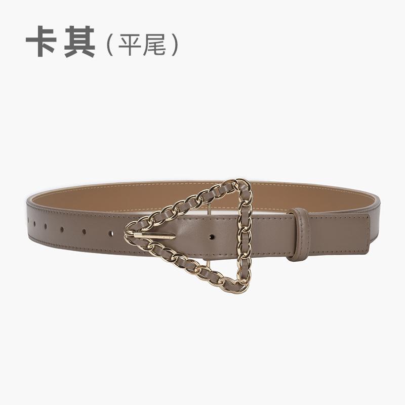 Women'S Belt Retro Triangle Pin Buckle Chain Belt Women'S Decorative Leather Fine Belt Women'S Dress