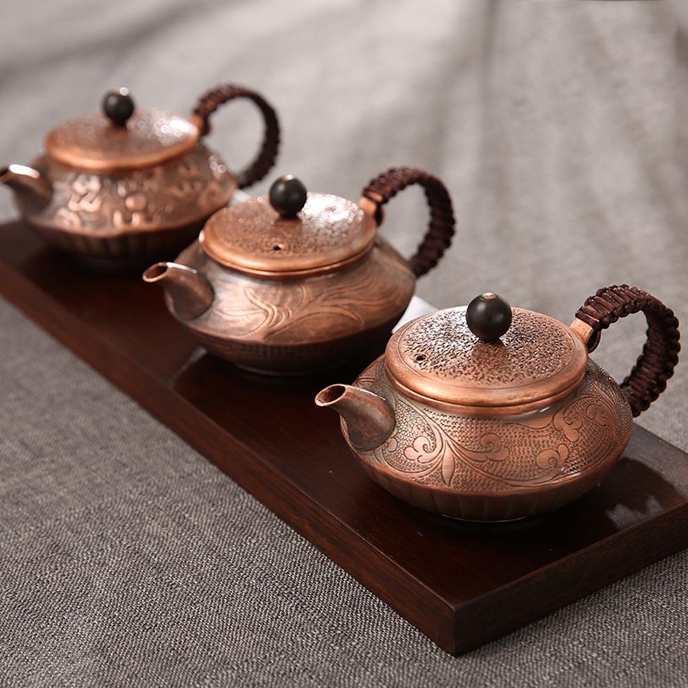 Retro Small Copper Tea Kettle, Traditional Handmade Red Copper Teapot, Small Health Brewinig Tea Pot, Kung Fu Tea Set, 200Ml