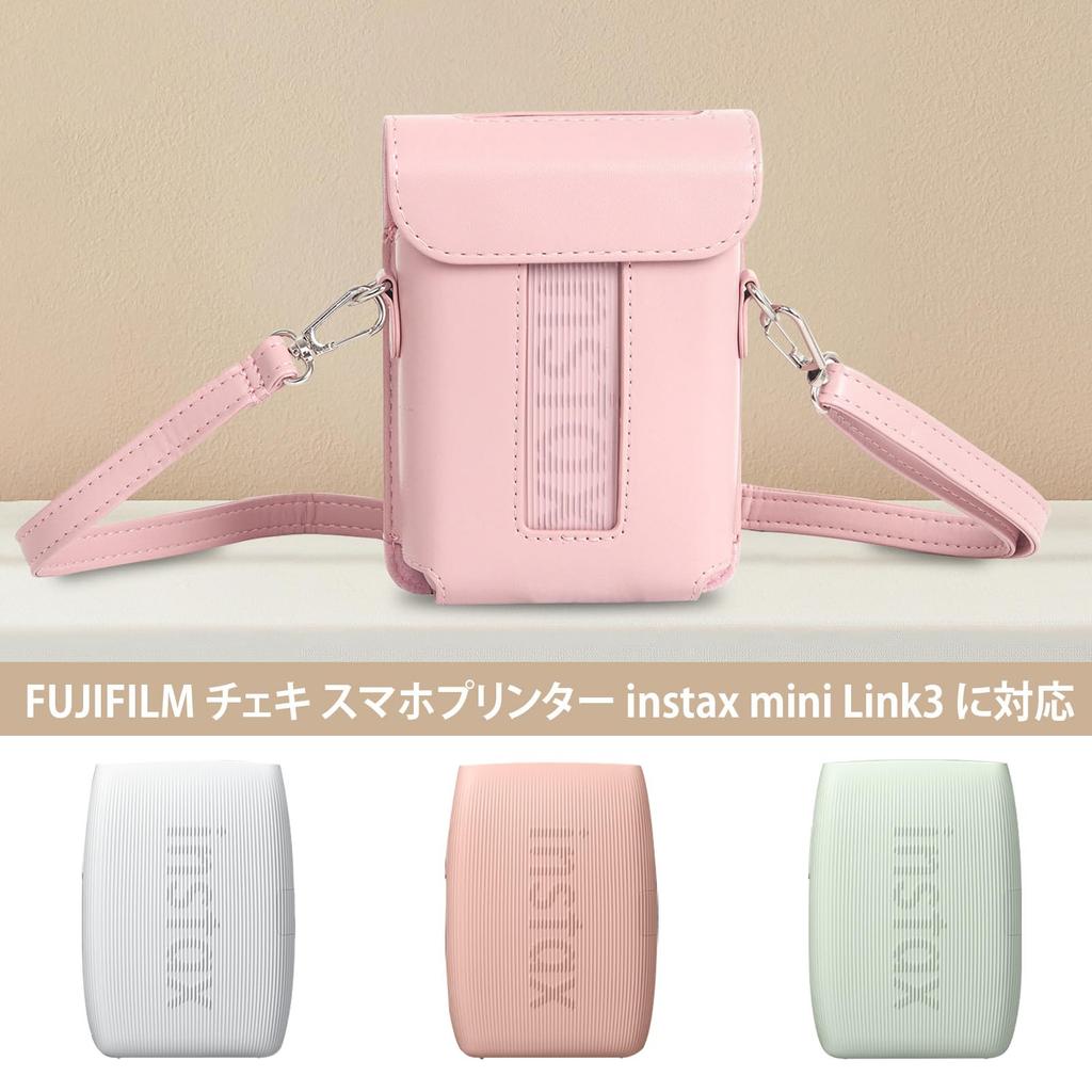 Kinokoo Instax Mini Link3 Case for Fujifilm Instax Smartphone Printer, Protective Case with Shoulder Strap, Prints with Case Attached (Pink)