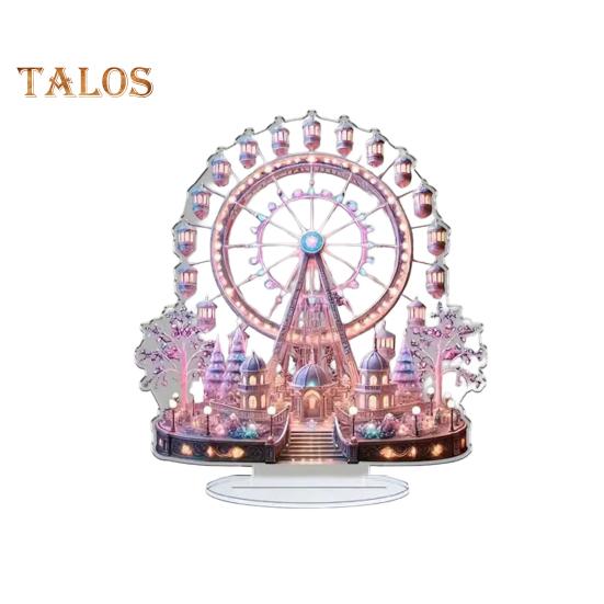 

Колесо обозрения орнамент 2D Плоское акриловое украшение с основанием Настольный замок Колесо обозрения орнамент для домашнего офиса стол спальня фиолетовый