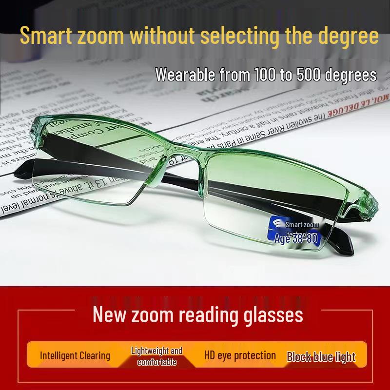 SmartZoom Rimless Reading Glasses with Auto Diopter & Blue Light Filter
