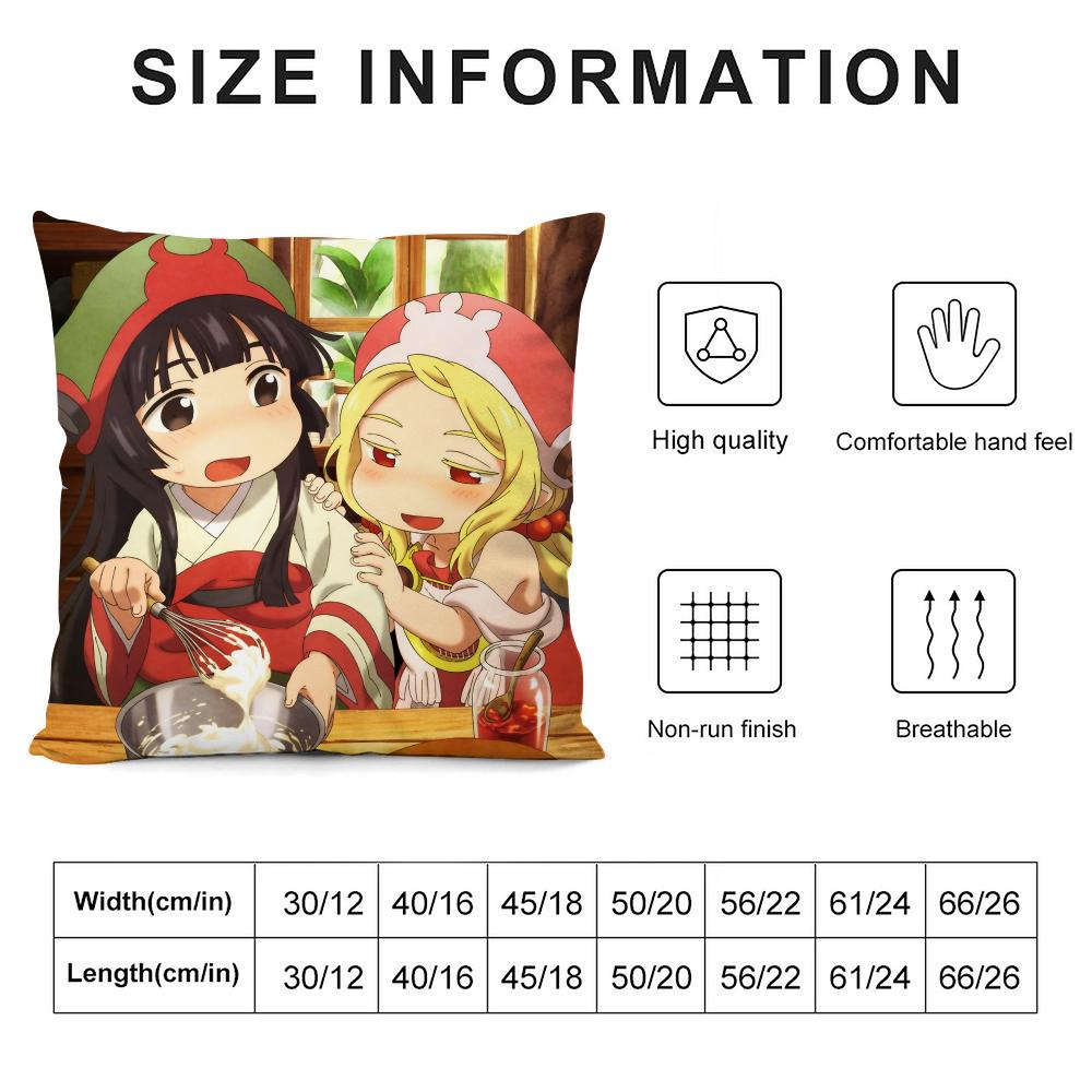 Kwaii Anime Hakumei and Mikochi Pillow Case Anti-dustmite Pillow Invisible zipper silky short plush Sofa cushion cover