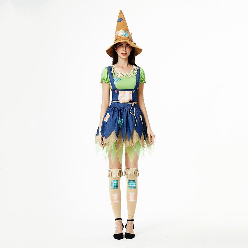 Halloween costume witch dress witch dress scarecrow funny dress up sexy show costume