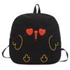 Embroidered Cute Expression Girls Canvas Breathable Backpack For Daily Outings