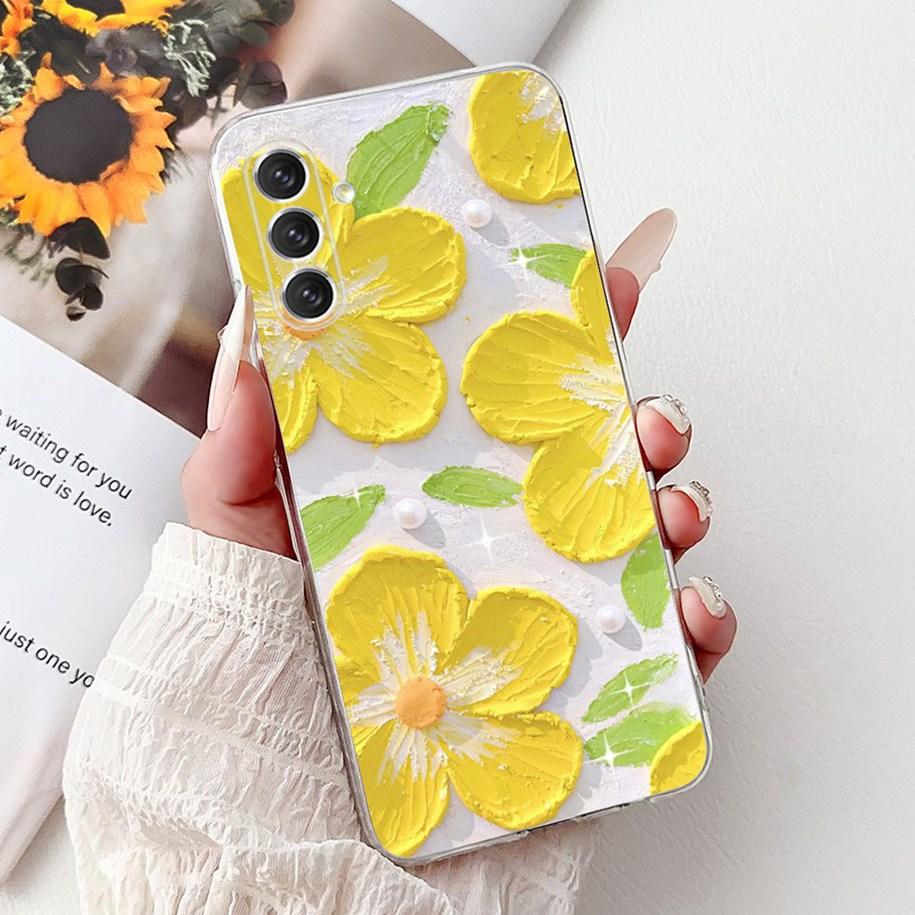 For Samsung Galaxy A24 4G Case SM-A245F Cover Fashion Flower Marble Soft Silicone Phone Covers For Samsung A14 A34 A54 5G Fundas
