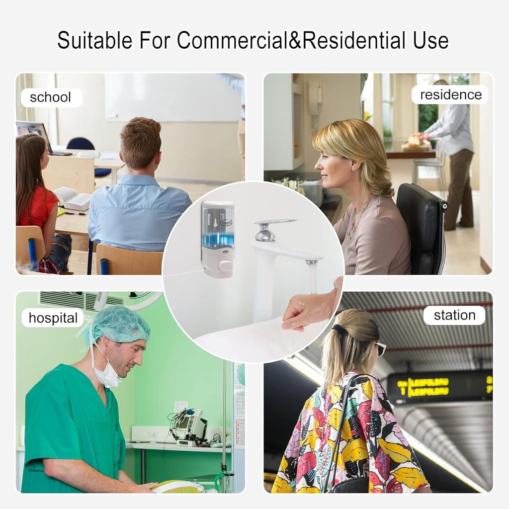 Soap Dispenser Wall Mount, 300ml/10oz Hand Liquid Shampoo Shower Gel Dispenser Manual Household Shampoo Conditioner Body Wash Dispenser for Bathroom