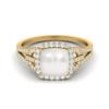 925 Sterling Silver Gold Vermeil 3.82  Cts Cushion Shape Pearl  Solitaire with Accent Wedding Women Ring