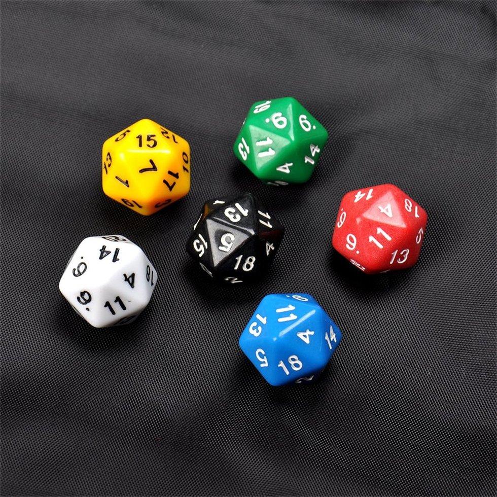 

6 шт./компл. D20 игральные кости, непрозрачные двадцатисторонние игральные кости, многоцветные игровые кости из смолы, многогранные жемчужные