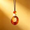 Retro Zen Oval Ring Necklace Women's Simple Long Pendant Women's New Chinese Style Sweater Chain Fashion Versatile Accessories