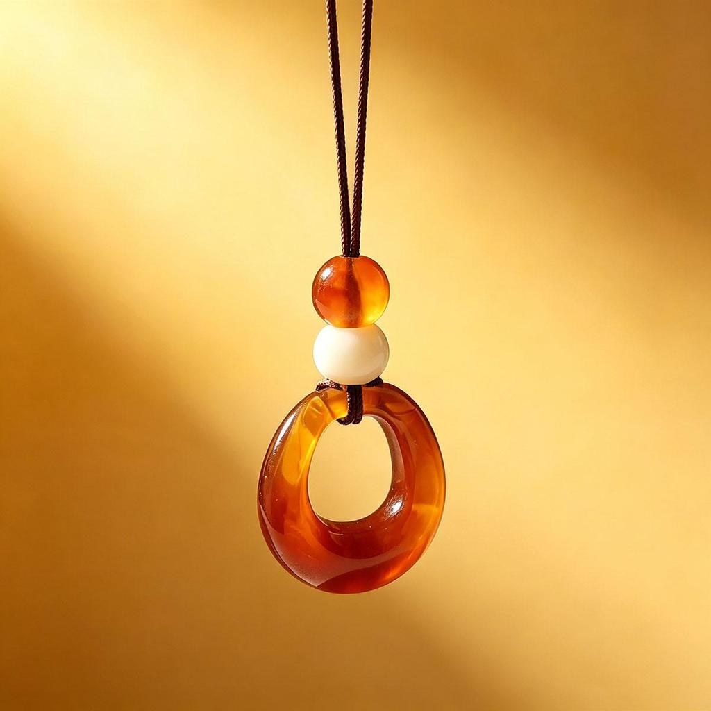 Retro Zen Oval Ring Necklace Women's Simple Long Pendant Women's New Chinese Style Sweater Chain Fashion Versatile Accessories