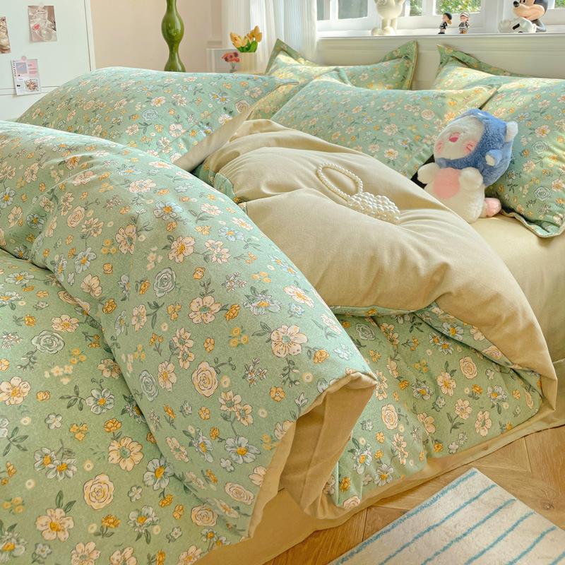 Category A 100% Cotton Brushed Four-Piece Bedding Set, Duvet Cover, Pure Cotton, Spring and Autumn Thickened Bedding