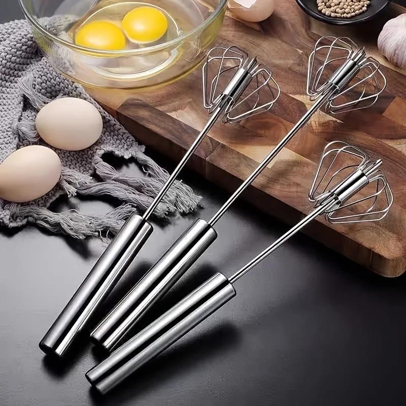 Frusta per Uova in Acciaio Inossidabile Durevole Miscelatore Semiautomatico per Mescolare Senza Sforzo Uova e Panna, Mescolare e Sbattere per la Cottura in Cucina