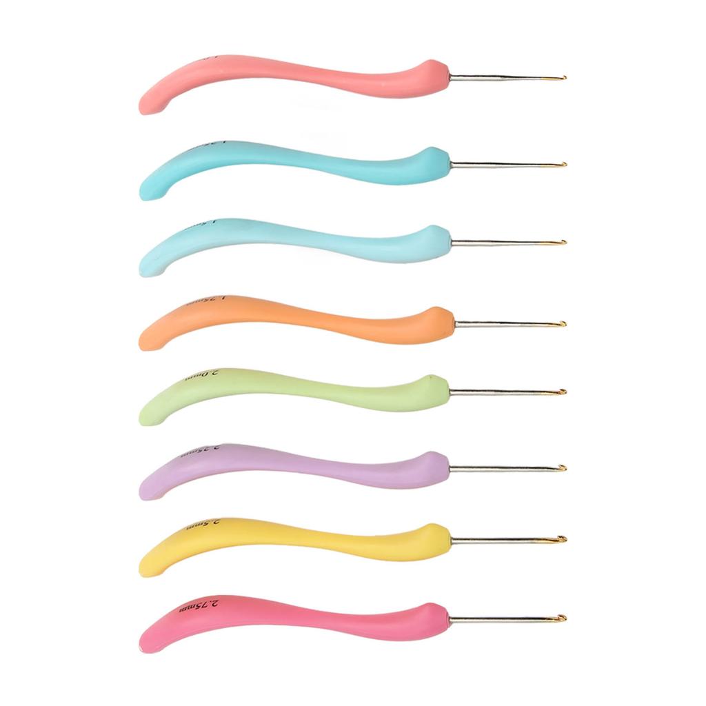 8pcs Crochet Hooks Ergonomic Design Iron Material Bend Handle Knitting Needles Set for Making