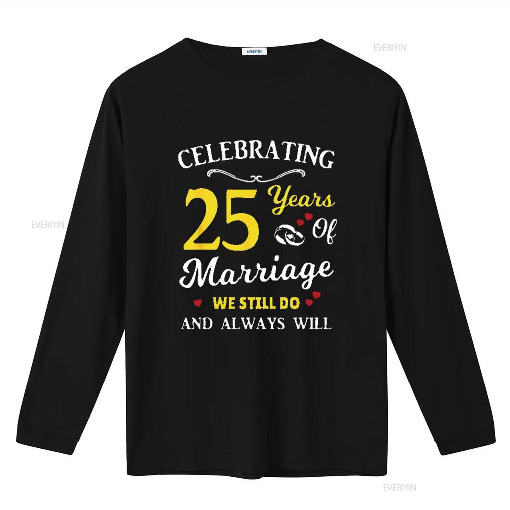 Heren 25e Huwelijksjubileum T-shirt Zwart vintage Gewassen Licht Ademend Stijlvol Unisex homme streetwear