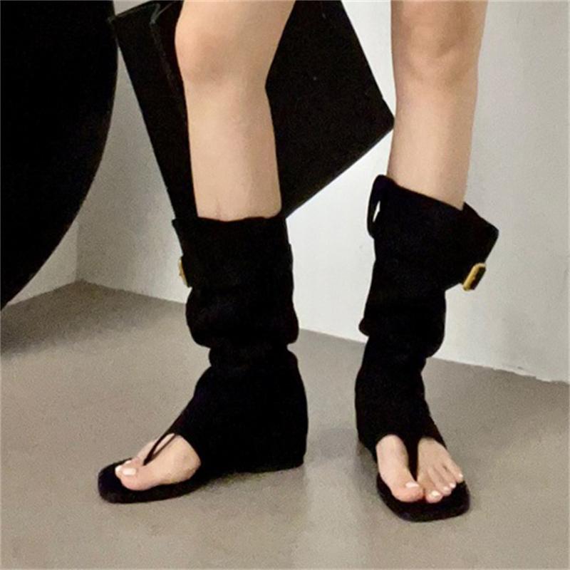 Aneikeh Fashion Open Clip Toe Pleated Ankle Boots Sandals Women Short Booties Designer Wedges High Heels Ladies Shoes