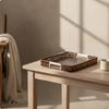 Wood Serving Tray with Handles Rectangular Woven Rattan Style LowProfile Platter for Hosts,