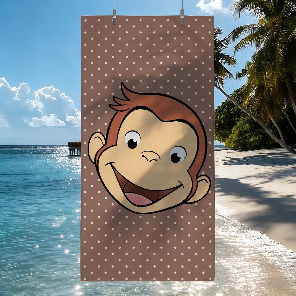 C-Curious George Monkey Cartoon Towel Quick Drying Beach Towels Are Suitable For Swimming Pools Camping Yoga And The Gym