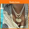 Natural Shell Necklace For Women With Geometric Alloy Pendant Summer 2025 Trend