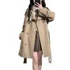 Petite Women's Black Trench Coat - 2023 Autumn/Winter Korean High Street, British Mid-Length Style