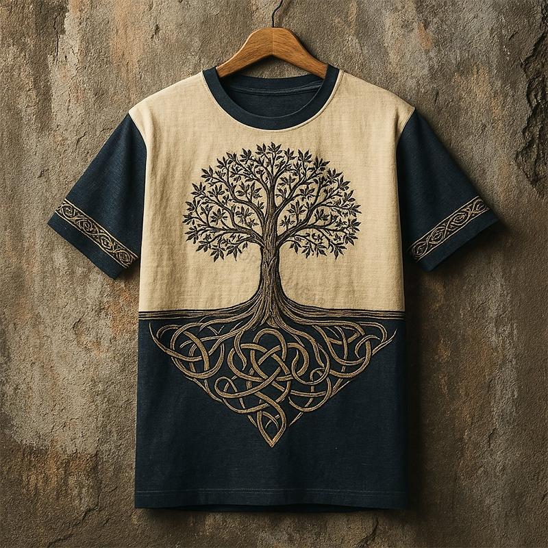 Vintage Men's T-Shirt Artistic Totem Pattern Print Short Sleeve Summer Outdoor Casual Plus Size Tees Top Women Clothing