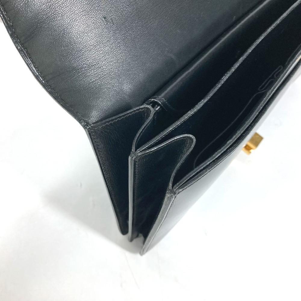 HERMES vintage Ring Do Hand Bag Flap Shoulder Bag Bock Scarf Black/GoldHardware
