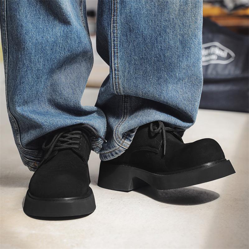 2024 Autumn Unisex Couple's British Style Retro Thick-Soled Casual Leather Shoes 9533-K