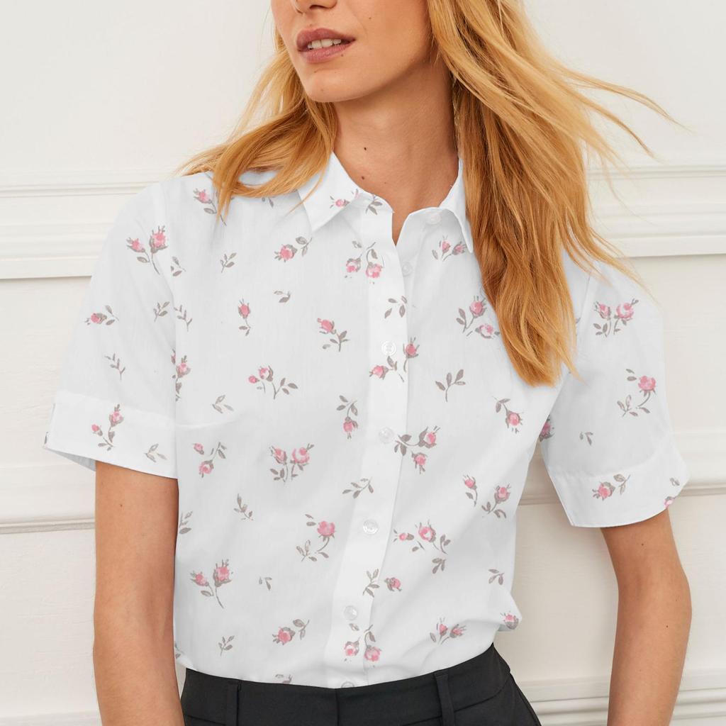 Summer Lapel Women's Floral Pattern Design Personality Fashion Casual Versatile Breathable Tops