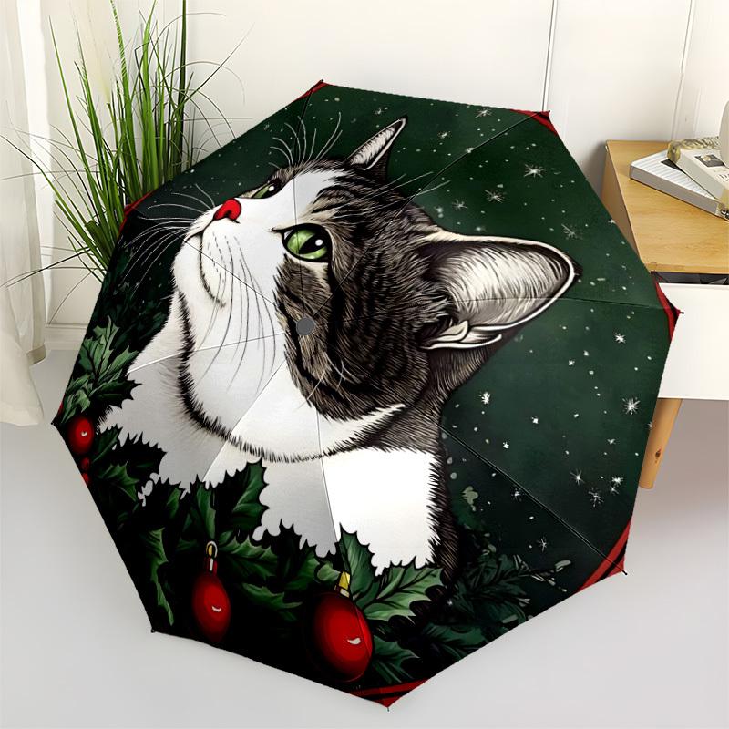 1pc Cat Christmas Automatic Opening/Closing Umbrella with Operation & Windproof Canopy yy260311035