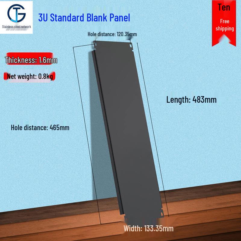 19-inch Black Rack Mount Blank Panel with White Back - Available In 1U, 2U, 3U, 4U, and 6U Sizes.