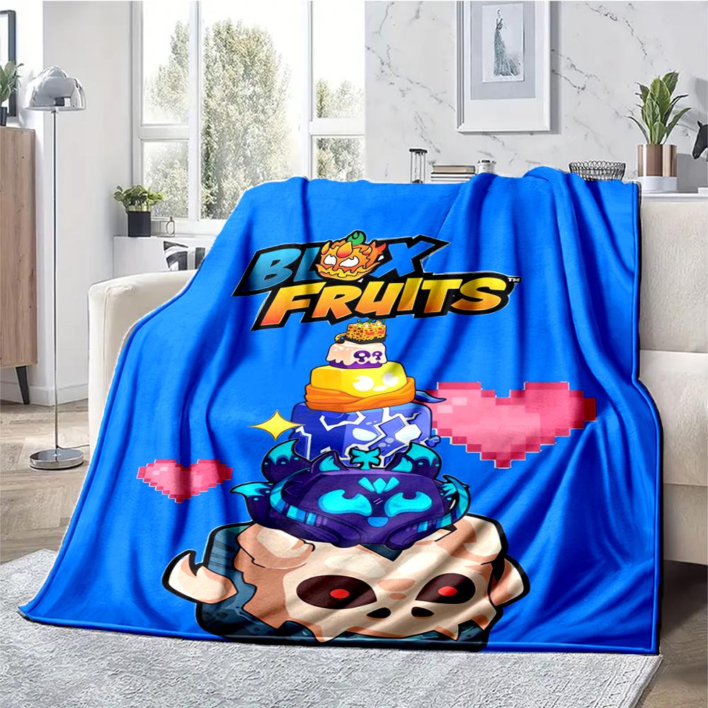 Blox Fruits Theme Printed Blanket - Perfect for Couch, Bed, Travel & Outdoor Use | Machine Washable, Cozy & Durable.