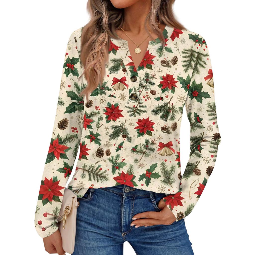 Women's Printed Long Sleeve Shirts Elegant Casual Tops Trendy Shirts Tops