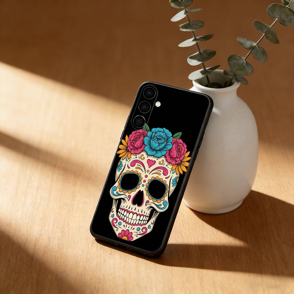 Mexican Catrina Skull Phone Case For Samsung Galaxy A91,80,73,72 ,71,53,52,32 ,31,22,21s,20,Soft Black Case