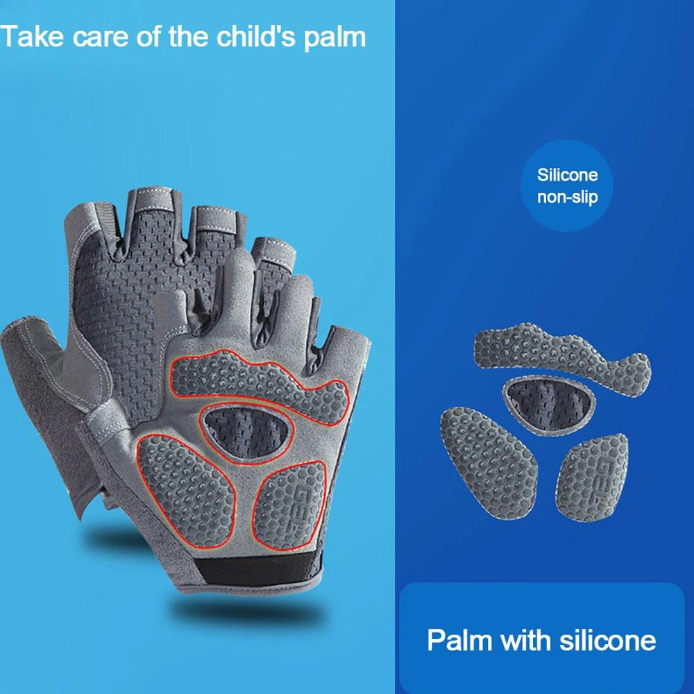 Durable And Safe 1Pair Children Gloves Half Finger Outdoor Sports Kid Cycling Boys Girls Protection Antislip Breathable Thin Spring Summer Gloves