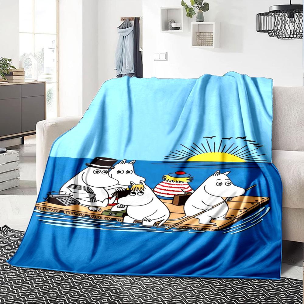 Moomin Temalı Baskılı Battaniye - Kanepe, Yatak, Seyahat ve Dış Mekan Kullanımı İçin Mükemmel | Makinede Yıkanabilir, Rahat ve Dayanıklı.