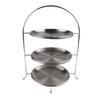 Mehrstöckiges rundes Tablettgestell aus Edelstahl für BBQ Hot Pot Servierständer mit glatt polierter und rostbeständiger Oberfläche