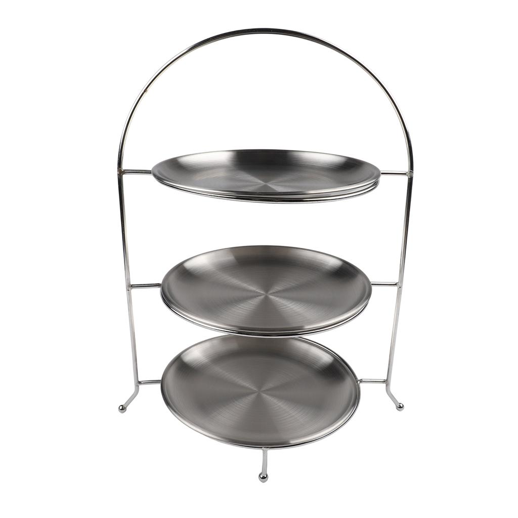 Mehrstöckiges rundes Tablettgestell aus Edelstahl für BBQ Hot Pot Servierständer mit glatt polierter und rostbeständiger Oberfläche