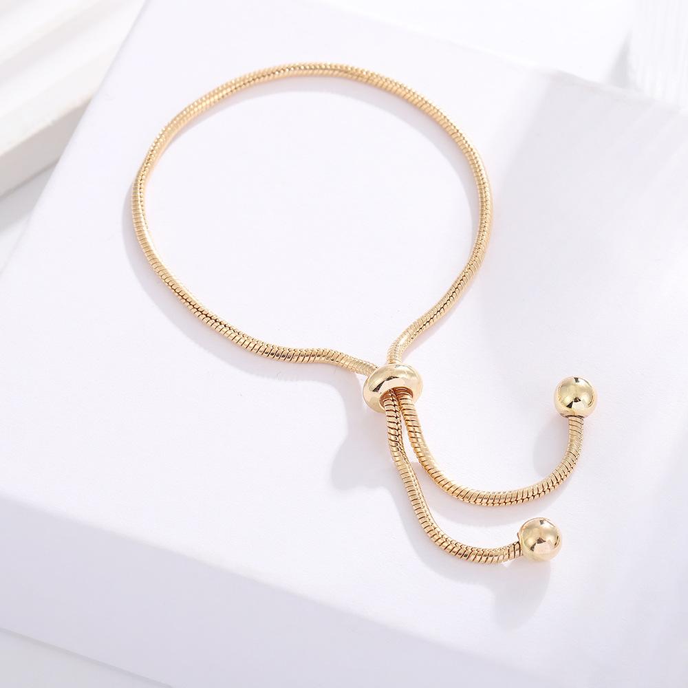 Регулируемый медный браслет ручной работы DIY из бисера, скользящая цепочка «змеиная кость», минималистичные украшения для женщин и мужчин 25CM