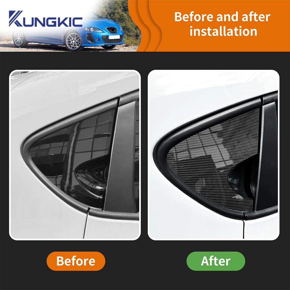 For Seat Leon MK1 Altea 2005 2006 2007 2008 2009 2010 2011 2012 Triangle Window Sticker Carbon Fiber Pattern Glossy Black Trim
