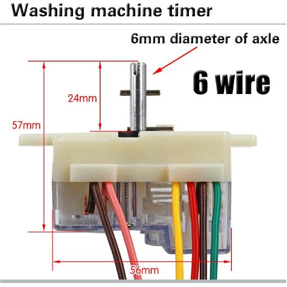 6 Wire 180 Degree Washing Machine Timer Washing Machine Timer Switch Wash Timer Semi-Automatic Double-Cylinder Washing Machine